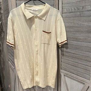 Coofandy Men’s Short Sleeve knit shirt button down size large pre owned